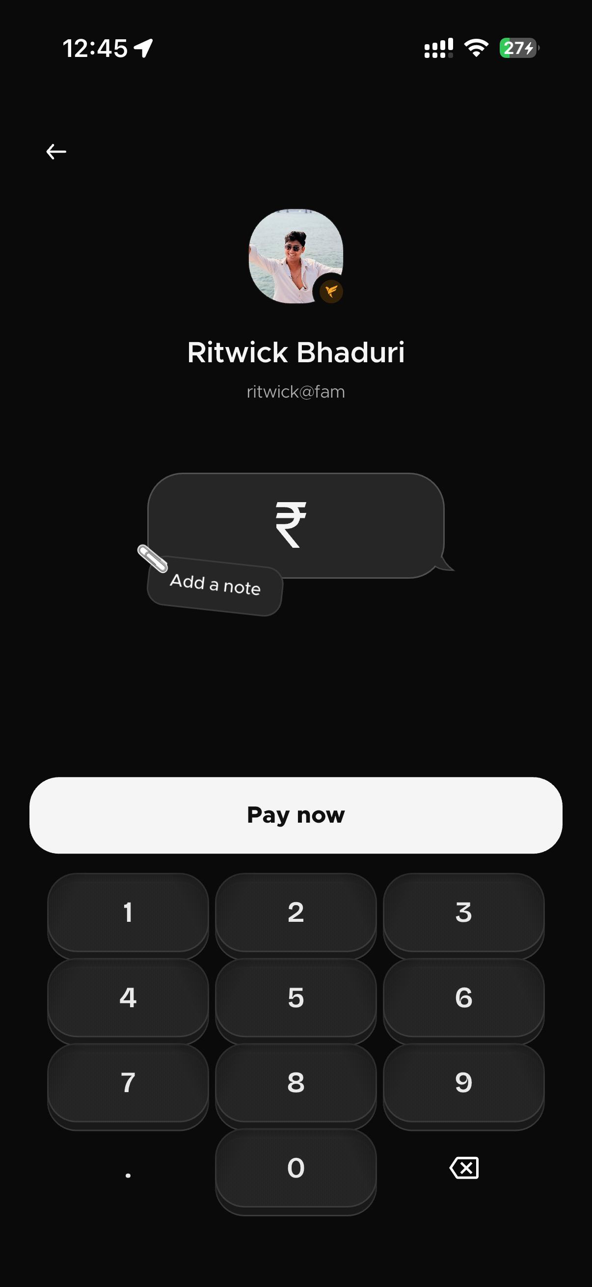 FamPay payment compose screen